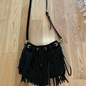 Rebecca minkoff fringe crossbody bucket bag